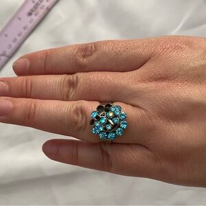 Elegant Blue Floral Ring